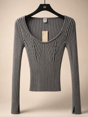 BDG Charcoal V-Neck Ribbed Sweater